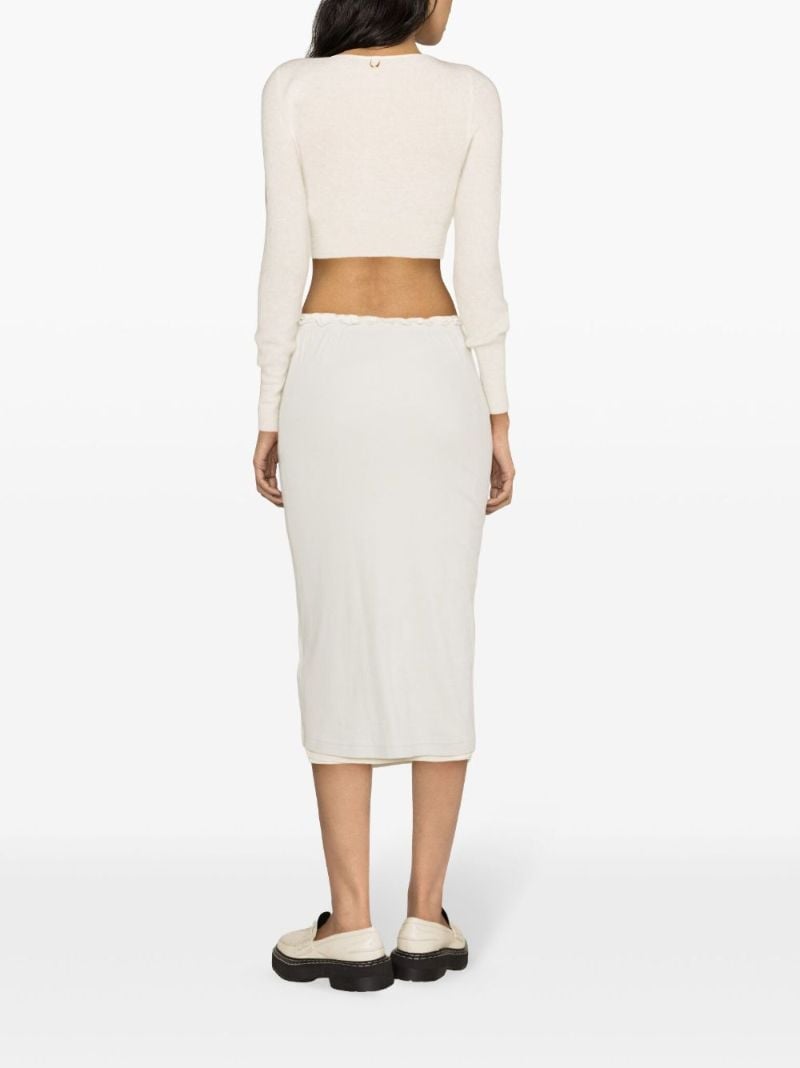 White Layered Cotton Midi Skirt