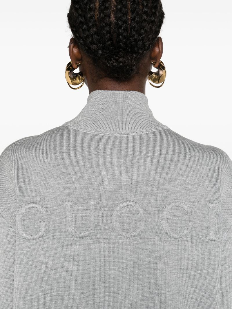 Grey Raised-logo Zip-up Cardigan