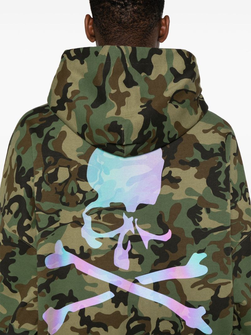 Green Camouflage-print Skull Hoodie