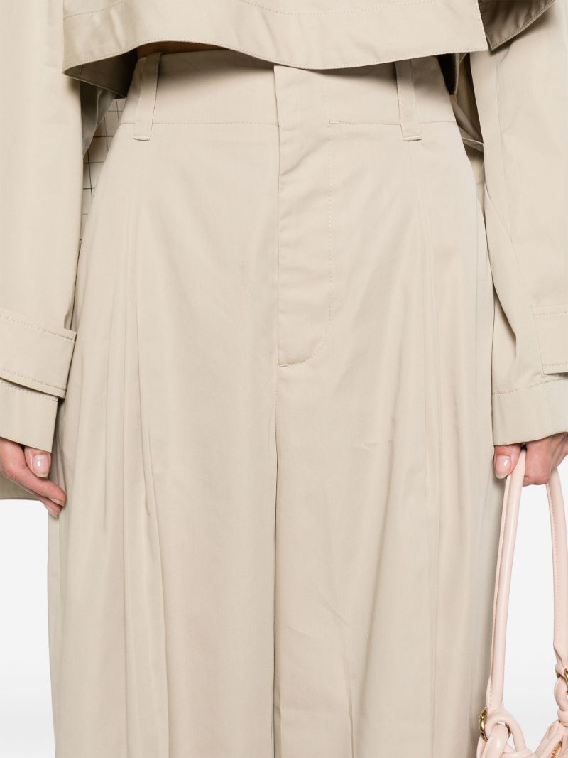 Neutral Tailored Wide-leg Trousers