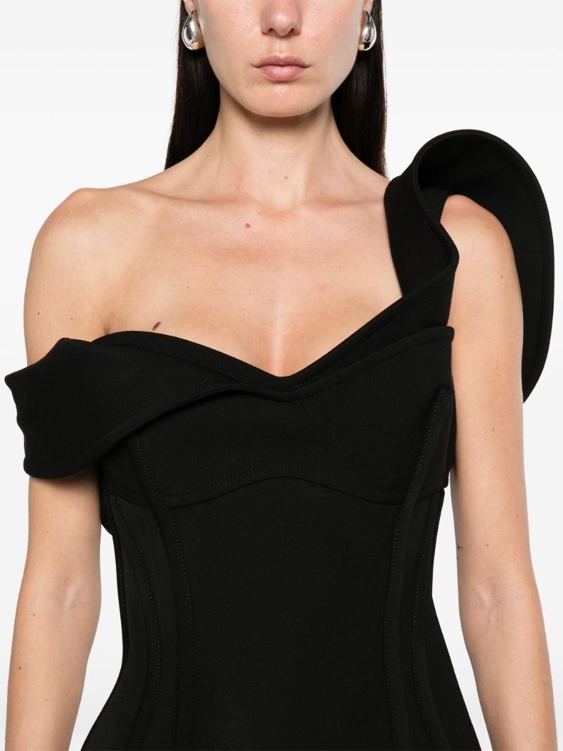 Black Off-shoulder Midi Dress