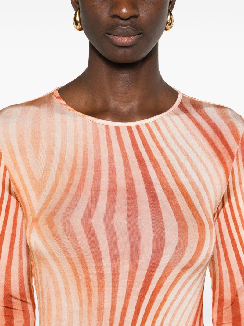 Orange Malloree Wave-print Dress