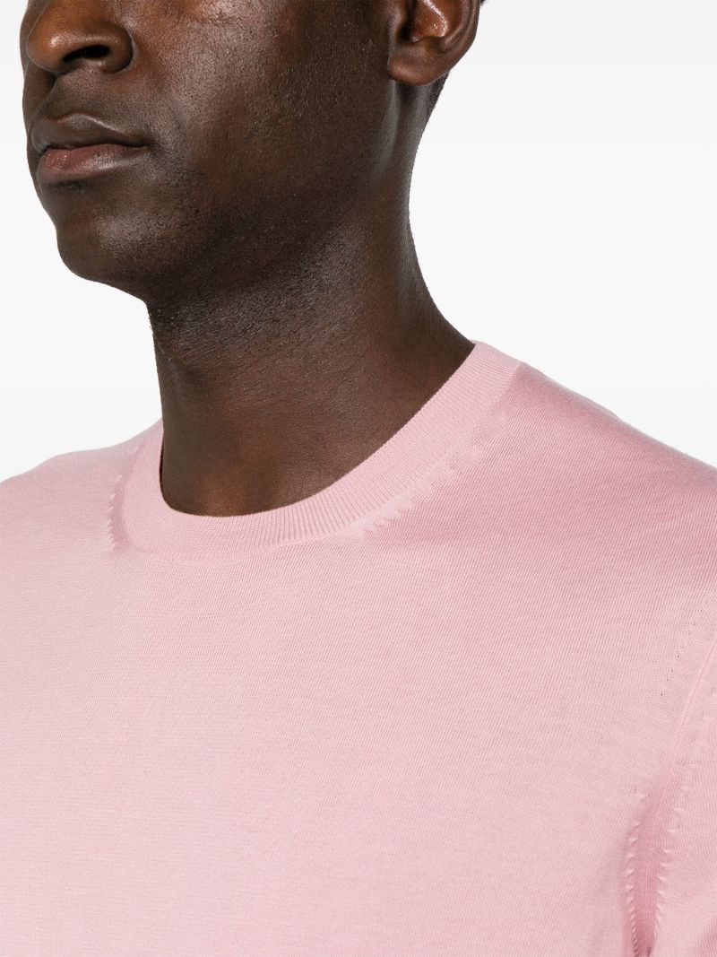 Pink Crew Neck Cotton Sweater