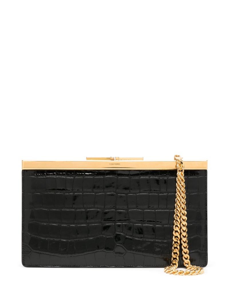 Black Crocodile-effect Clutch Bag