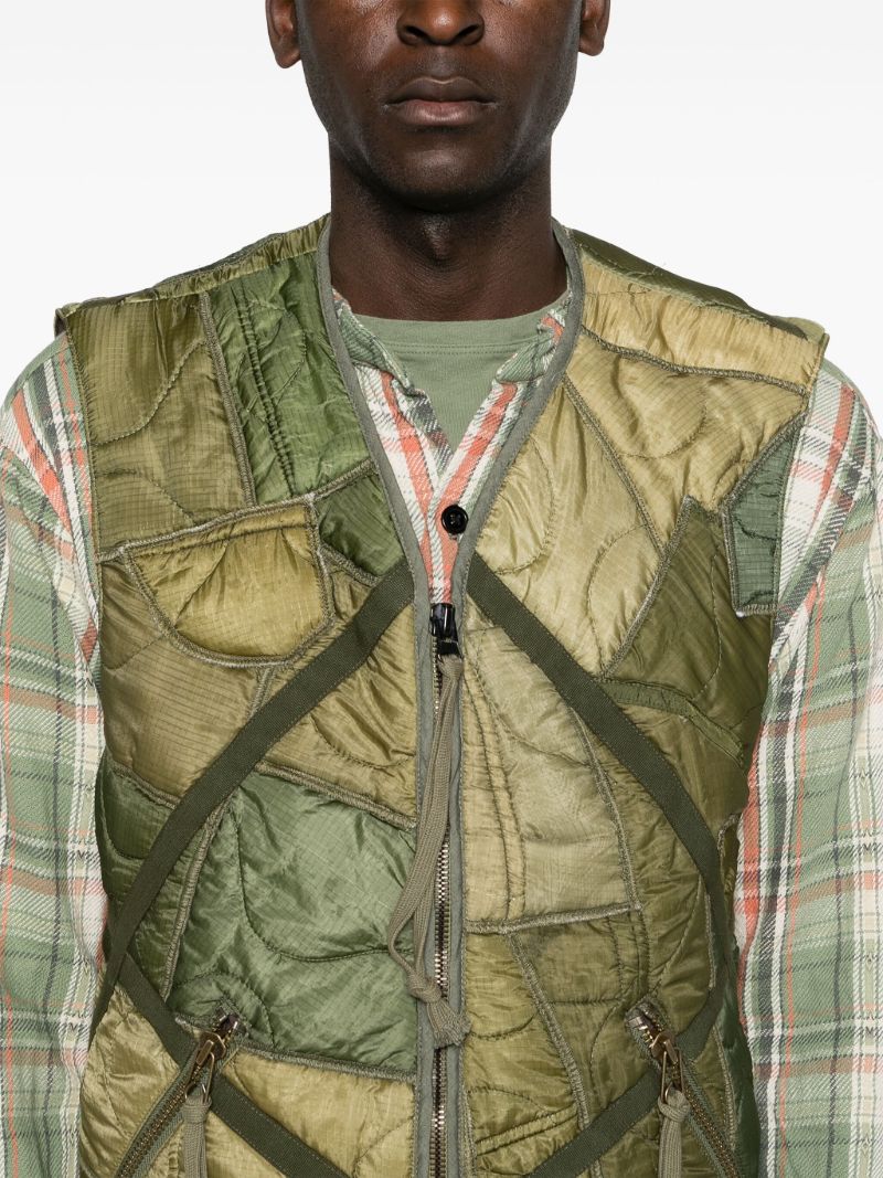 Green Patchwork Padded Vest