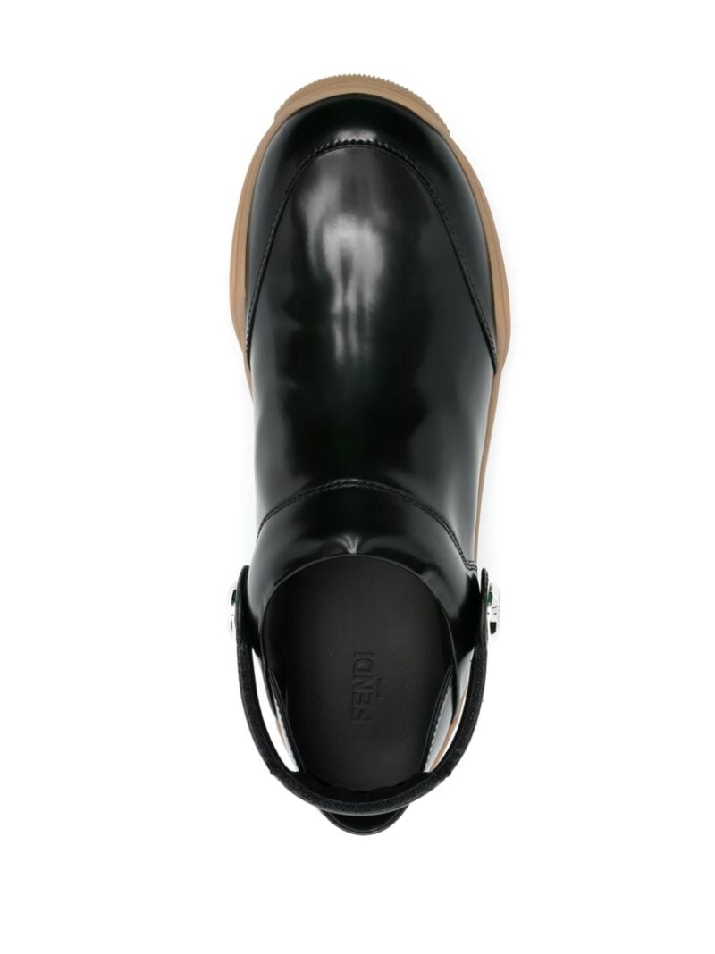 Black Fendi Lab Leather Clogs