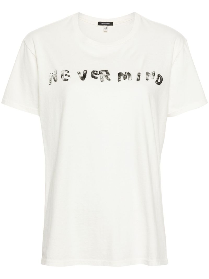 White Nevermind-print Cotton T-shirt