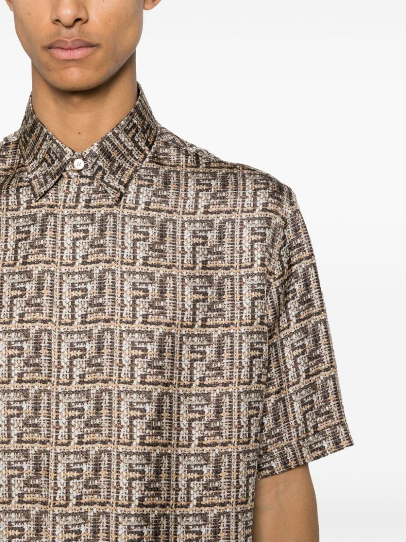 Brown Ff-print Silk Shirt