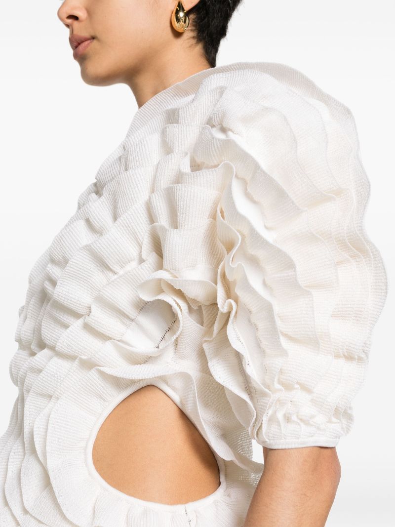 White Ruffled One-shoulder Dress
