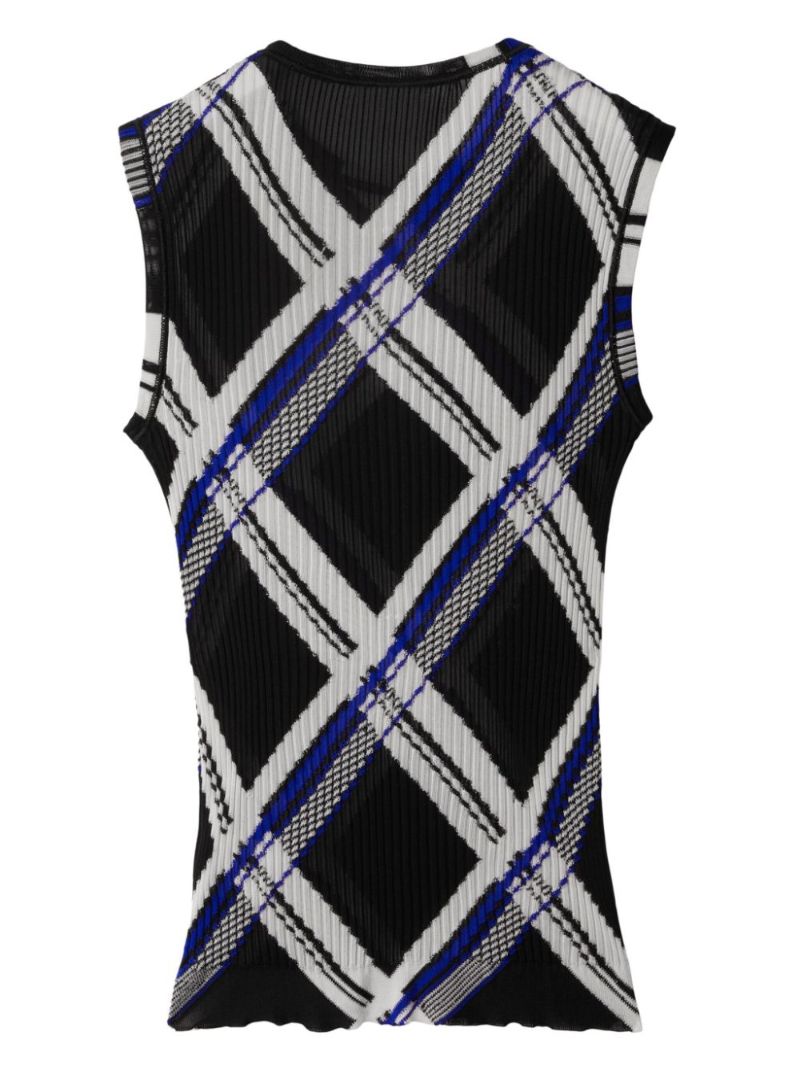 Black Checked Knitted Vest