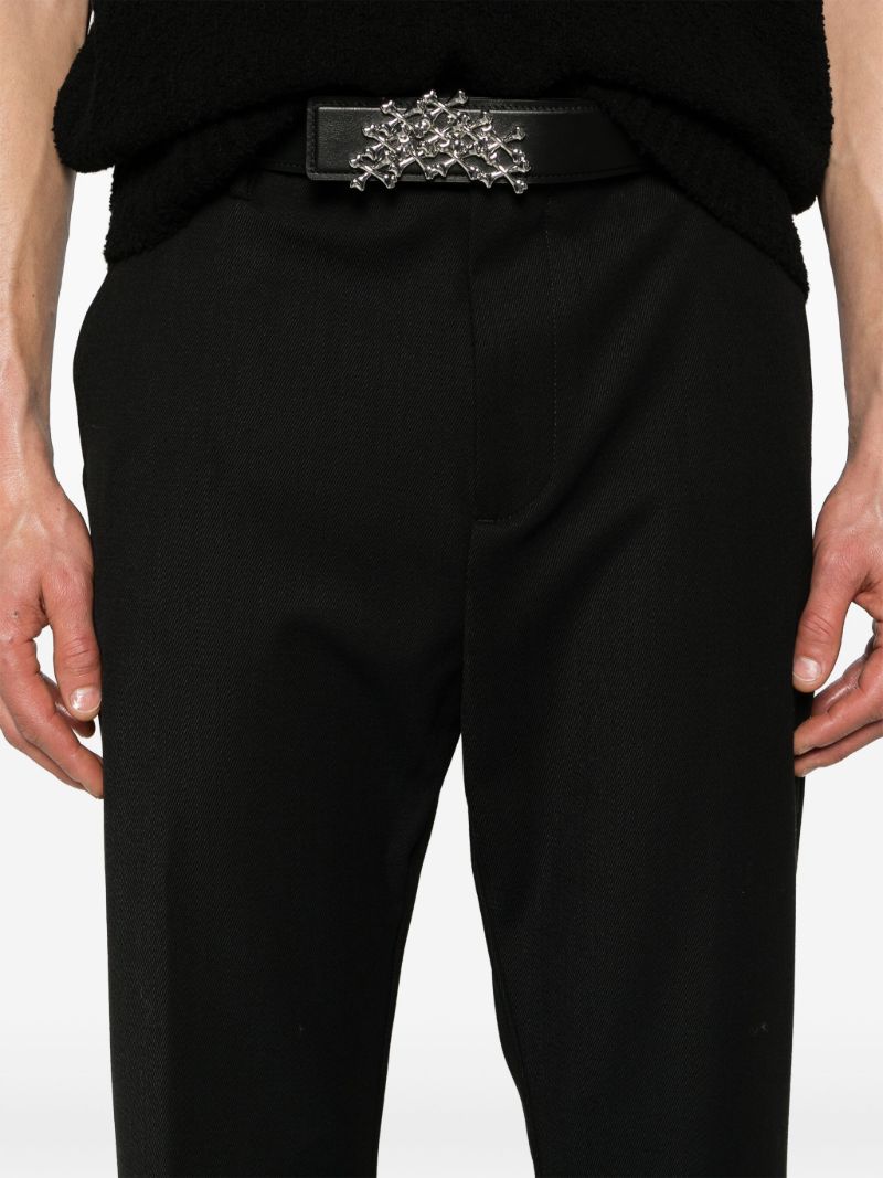 Black Stepped Hem Straight-leg Trousers