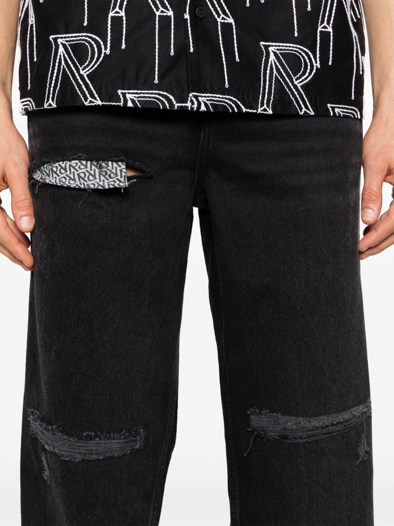 Black R3d Destroyer Mid-rise Straight-leg Jeans