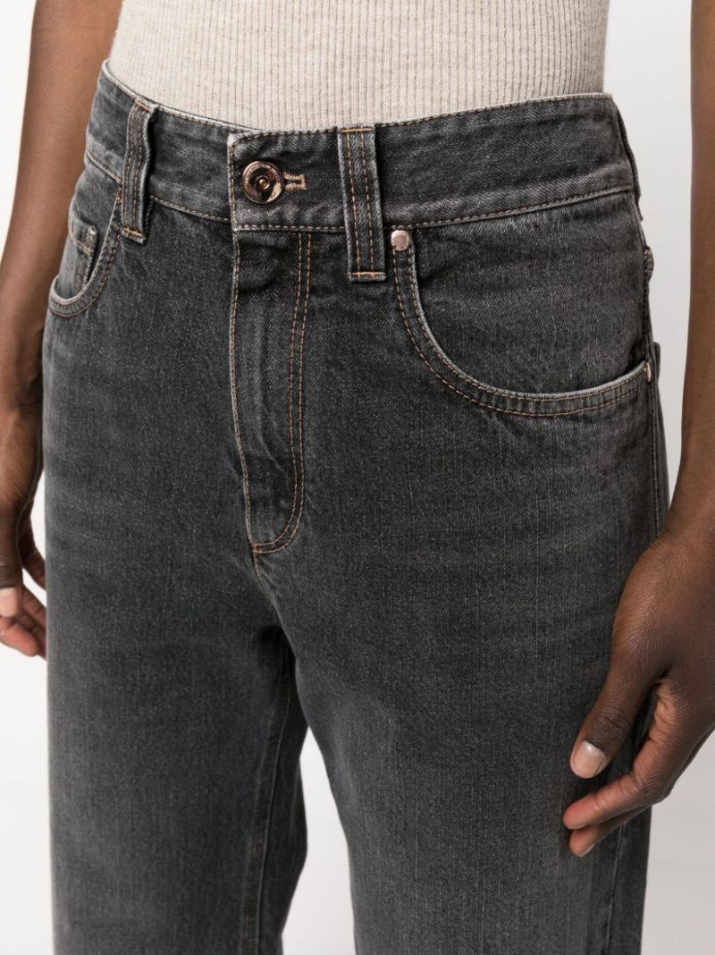 Grey High-rise Wide-leg Jeans