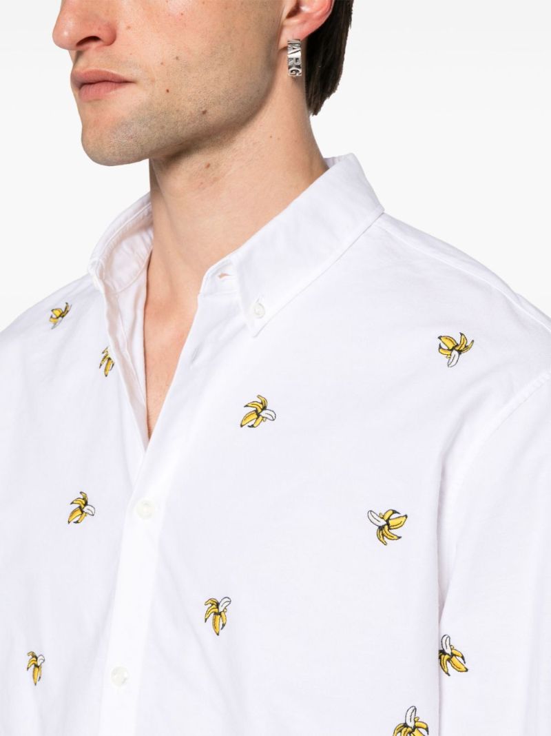 White Banana-embroidered Cotton Shirt