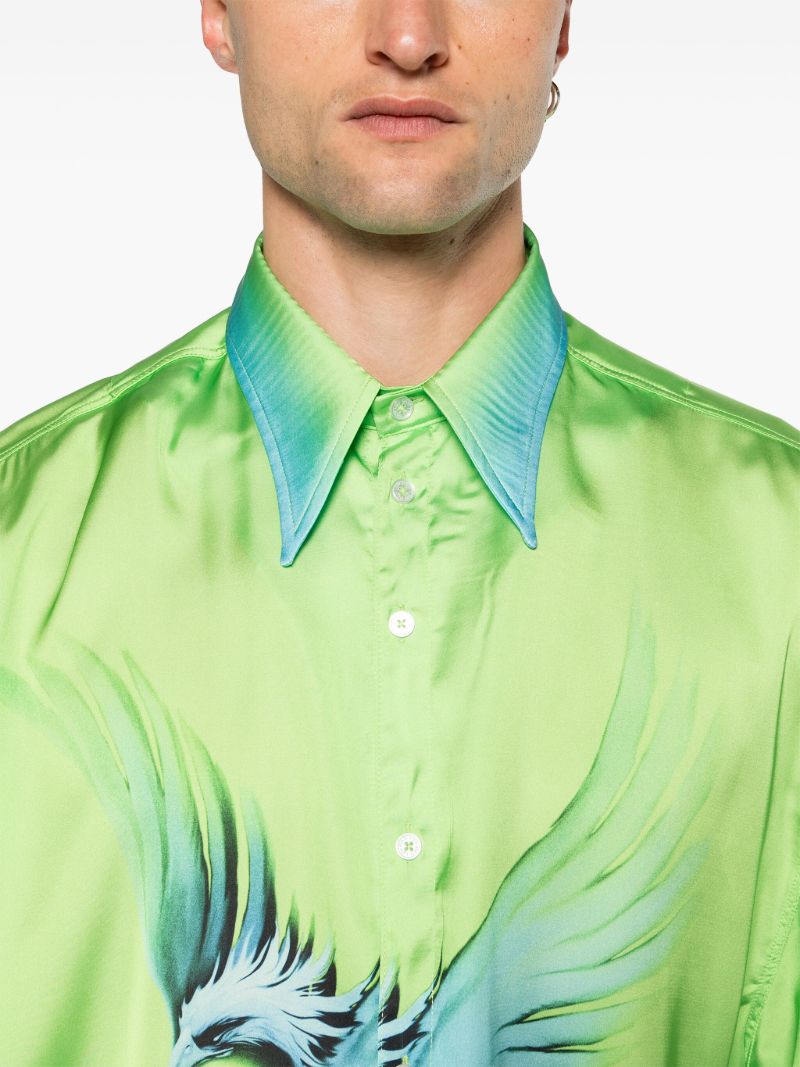 Green '80s Club Satin Shirt