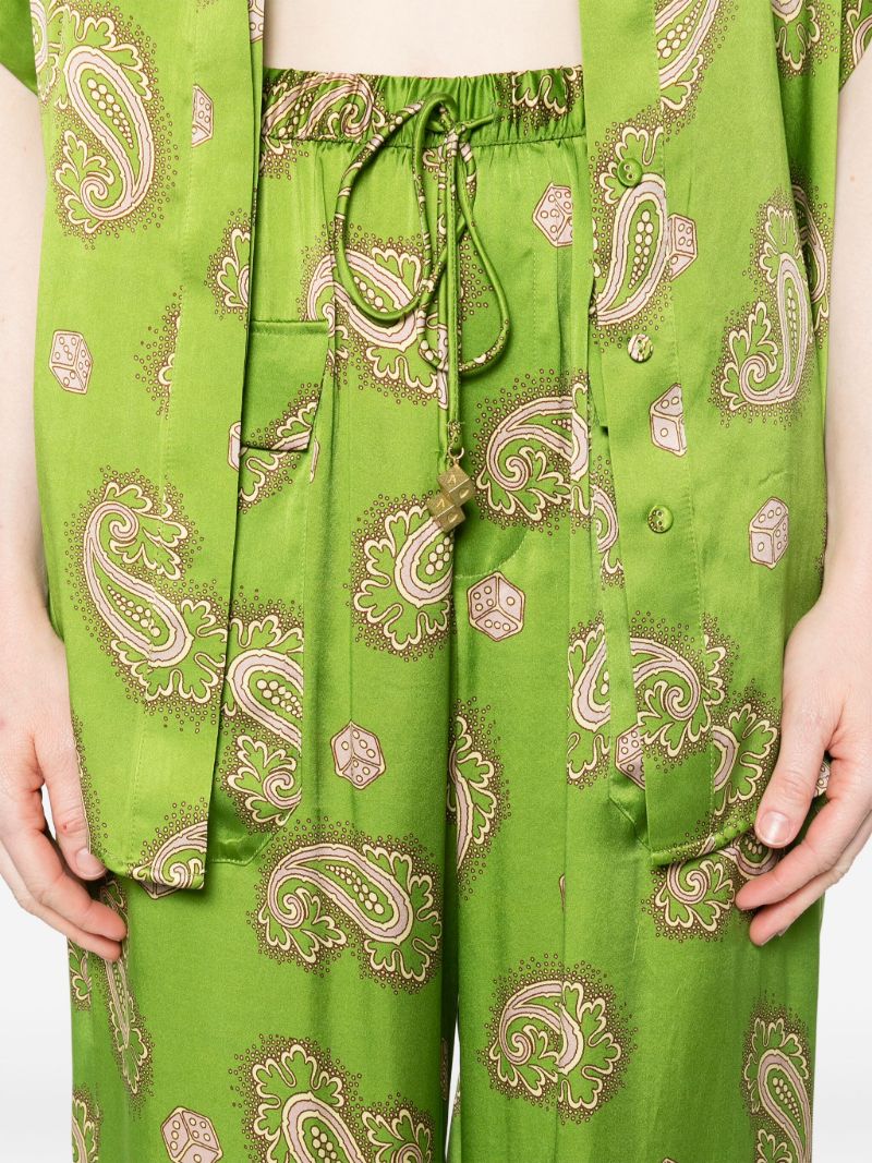 Green Dice Silk Trousers