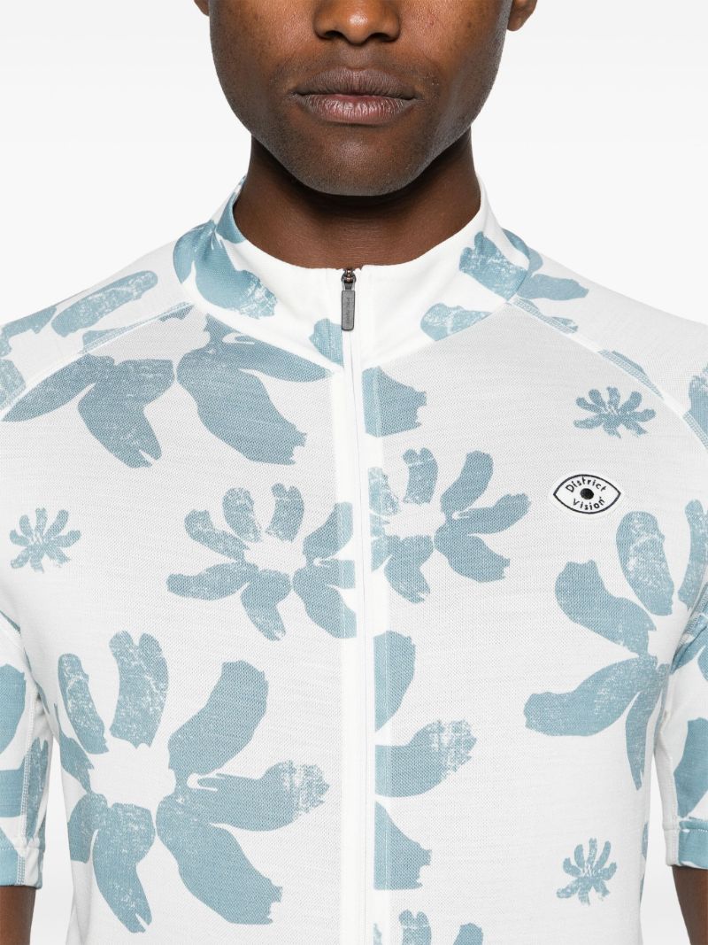 White Floral-print Cycling Top