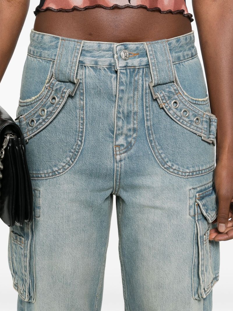 Blue Low-rise Cargo Jeans