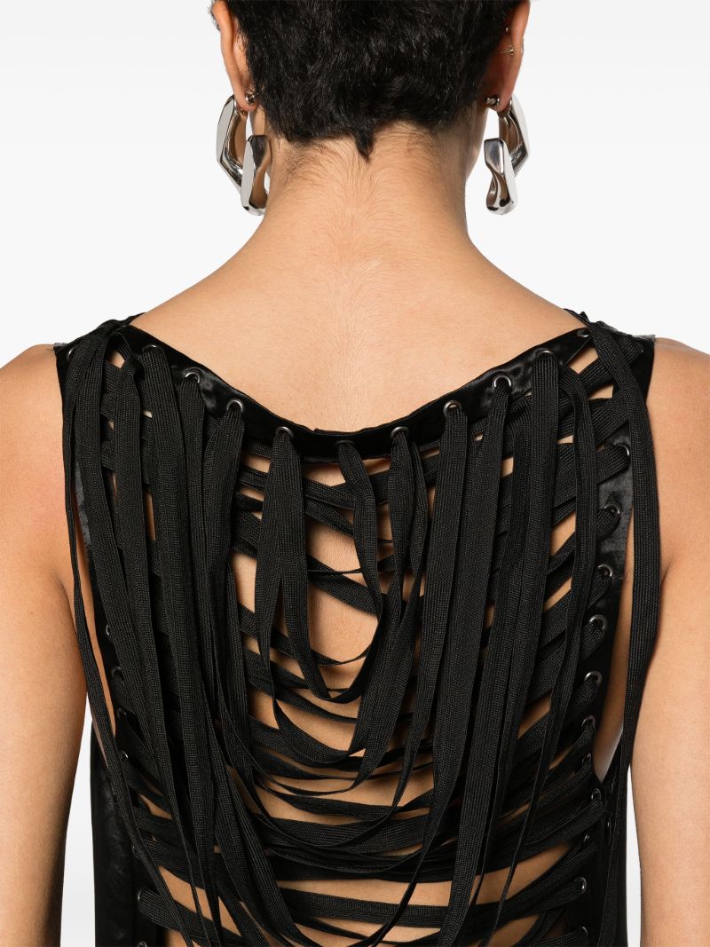Black Lace-up Satin Dress