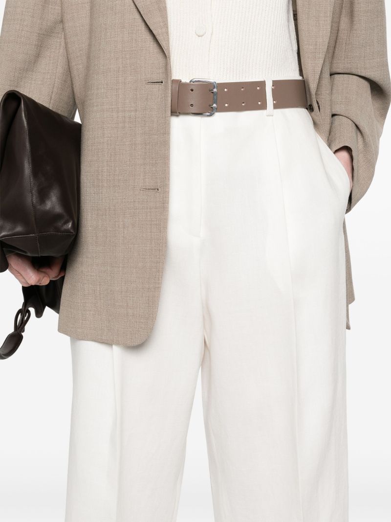 White Wide-leg Linen Trousers