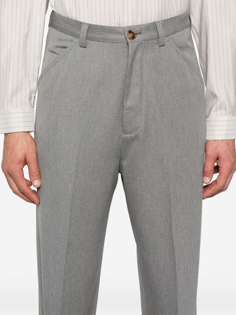 Grey Pressed-crease Slim-fit Trousers