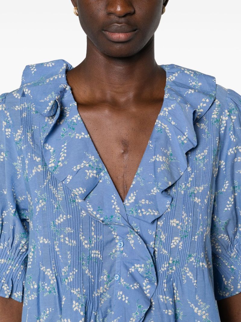 Blue Henri Floral-print Blouse