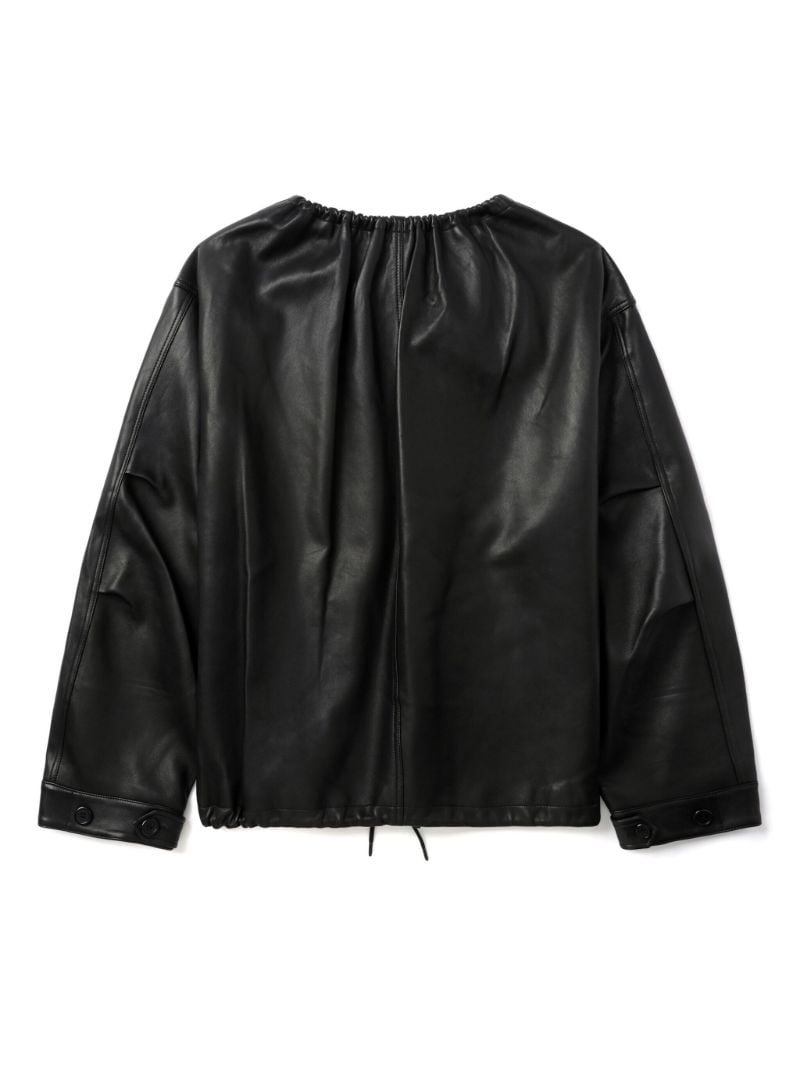 Black Drawstring-neck Leather Jacket