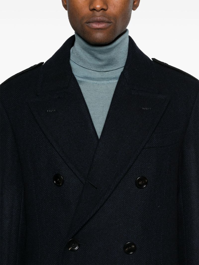 Herringbone Wool Double-breasted Coat