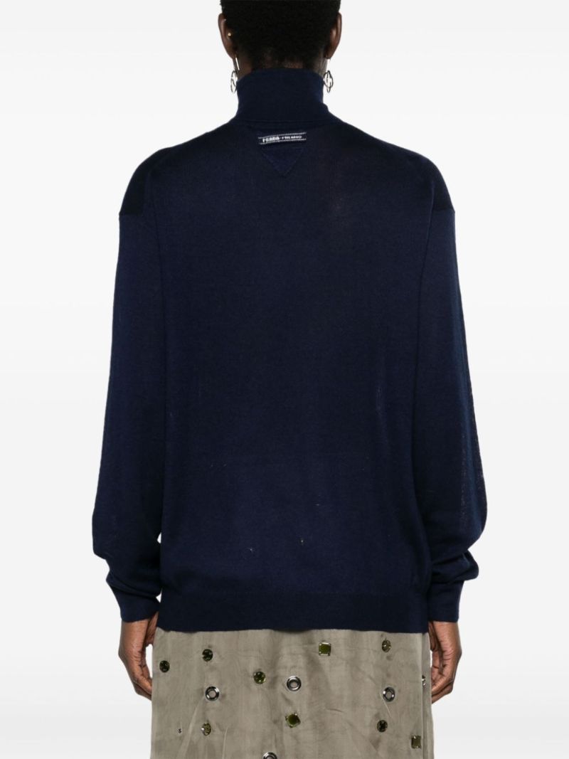Blue Roll-neck Cashmere Sweater