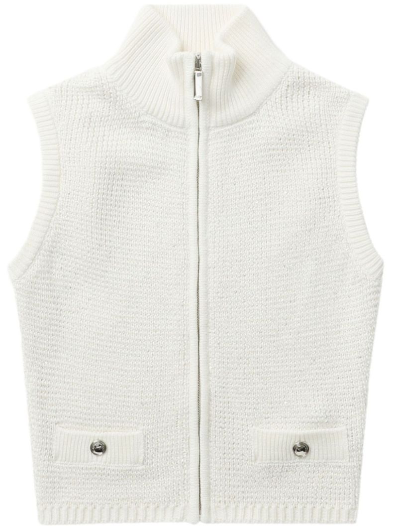 White Knit Zipped Vest