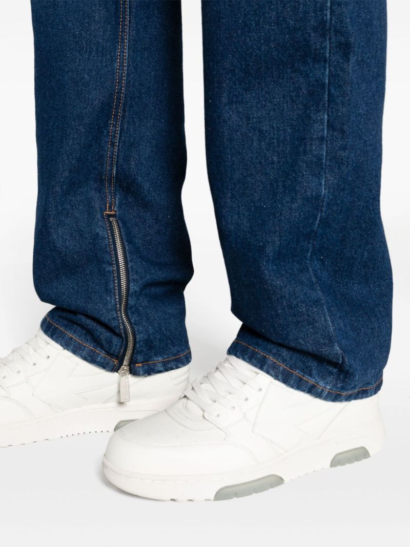 Blue Zipped-cuffs Straight-leg Jeans