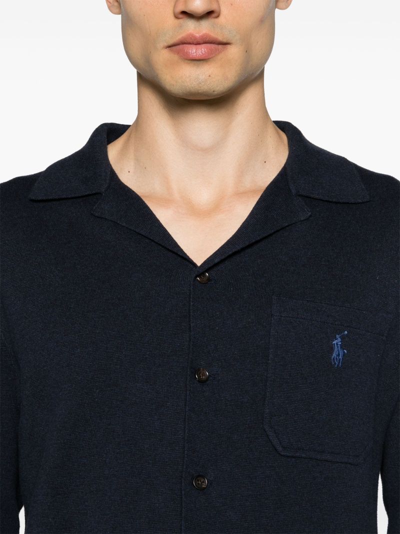 Navy Blue Pony Embroidery Shirt