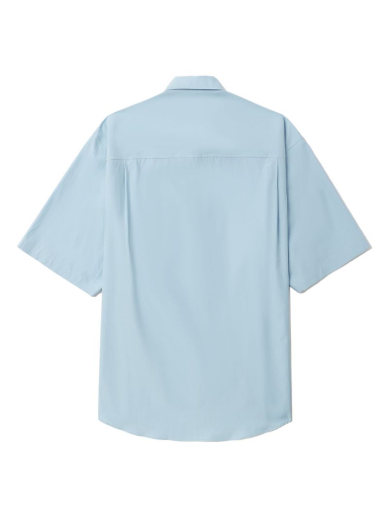 Sax Blue Short-sleeved Cotton Shirt