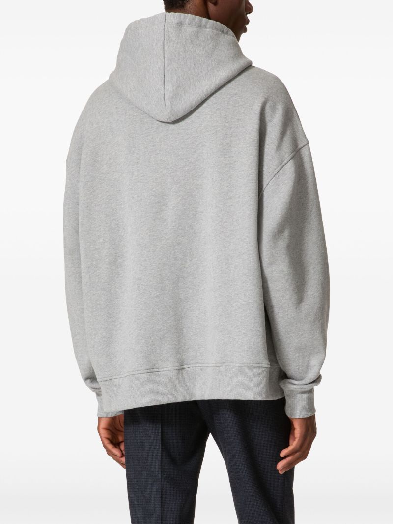 Grey V Detail Drawstring Hoodie