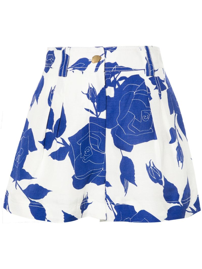 White Belonging Floral-print Shorts