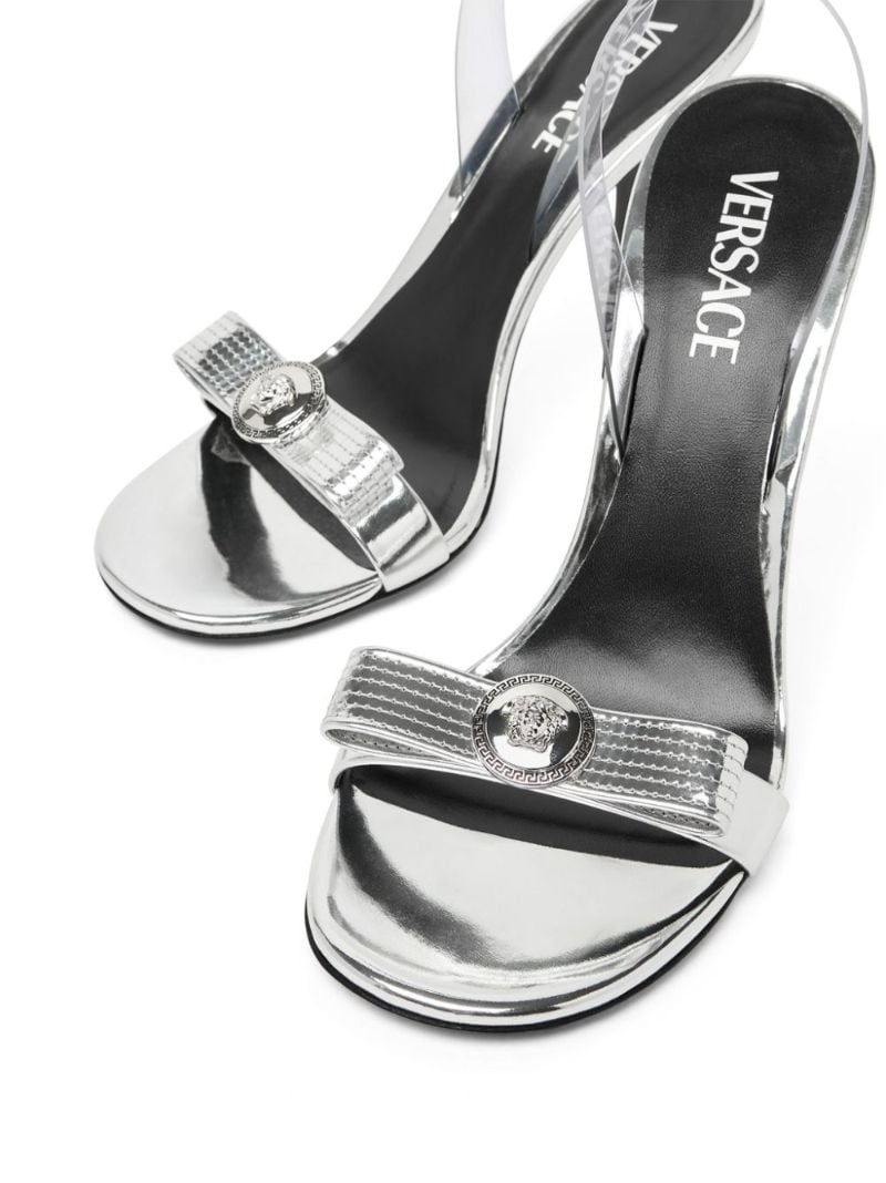 Silver-tone Gianni Ribbon 110 Leather Sandals