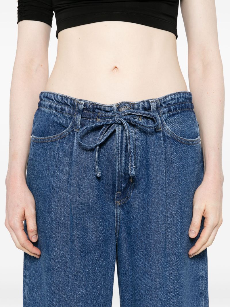 Blue Drawstring Wide Leg Jeans