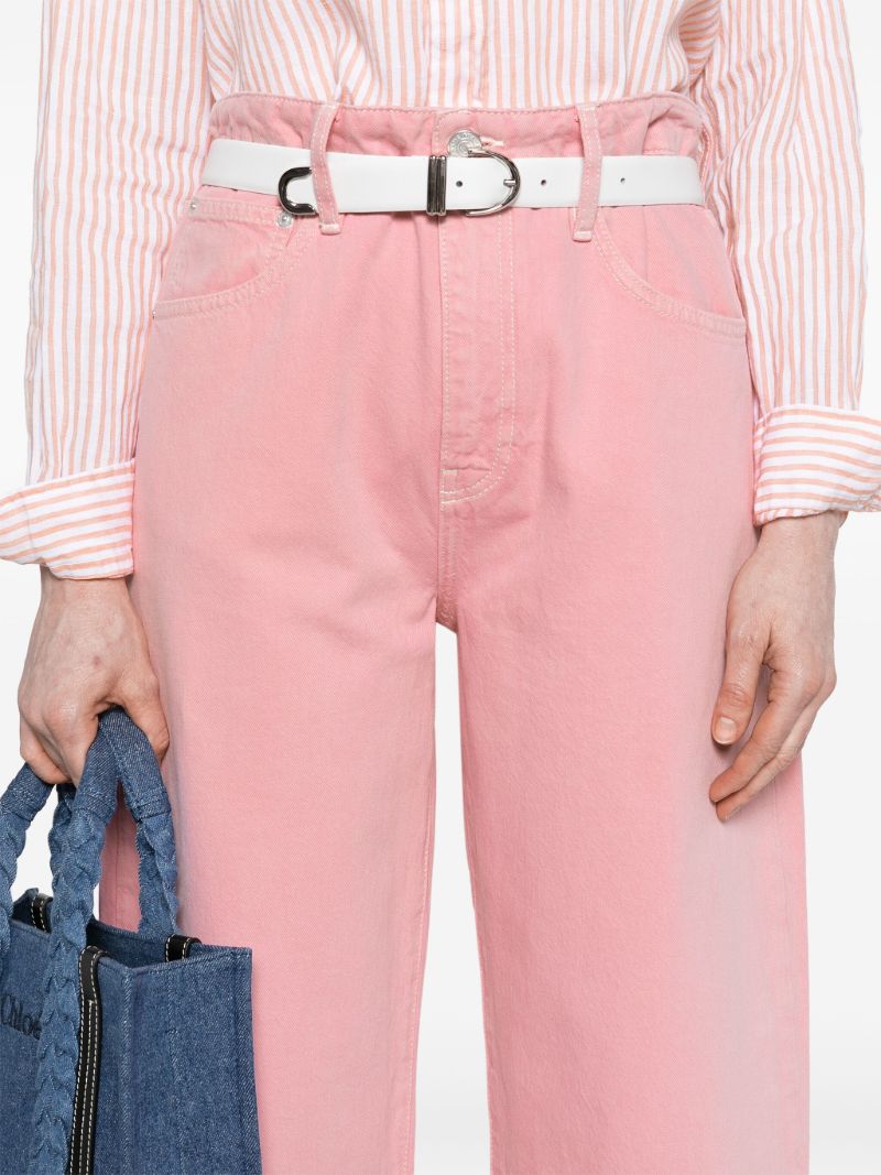 Pink Long Barrel Tapered Jeans