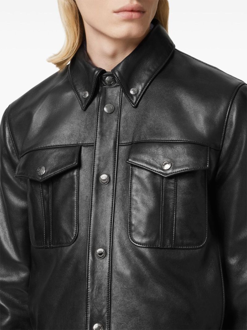 Black Single-breasted Leather Jacket