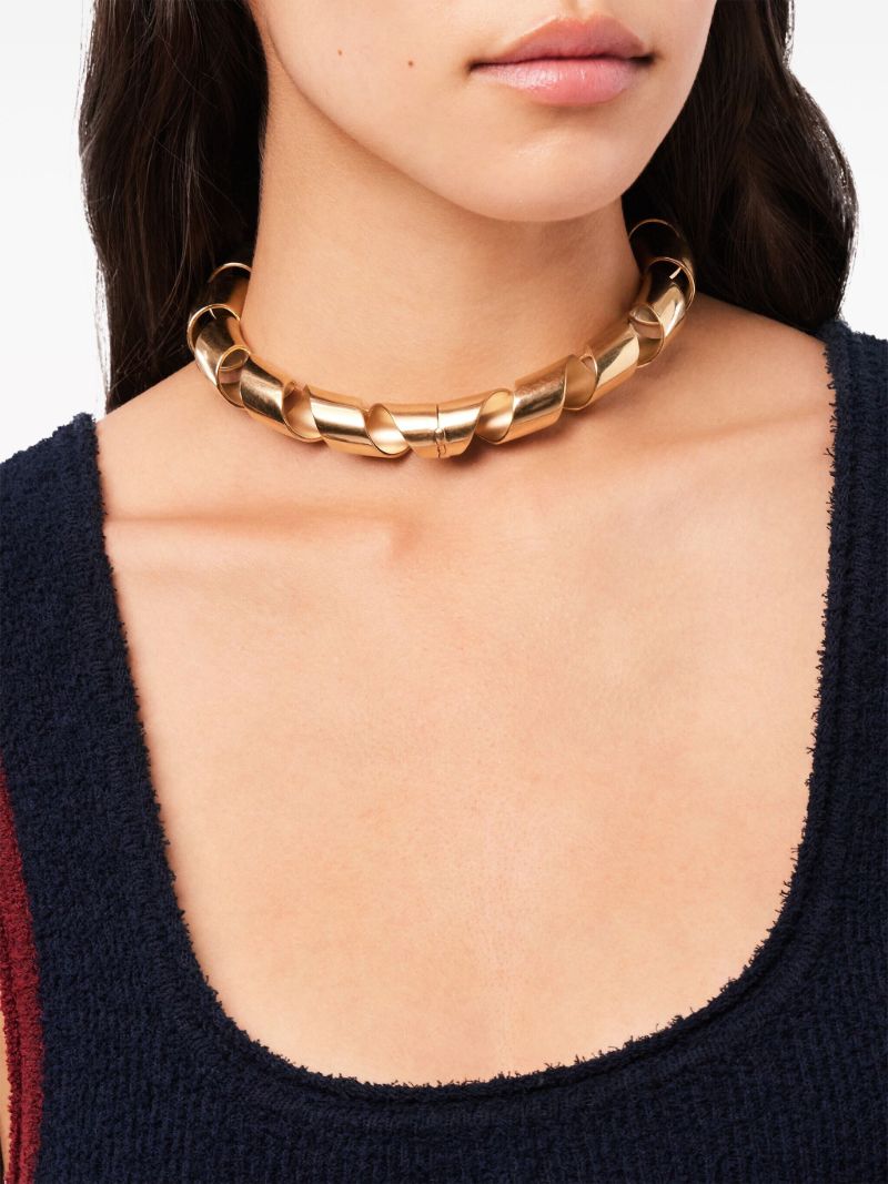 Gold-tone Xl Link Twist Choker Necklace
