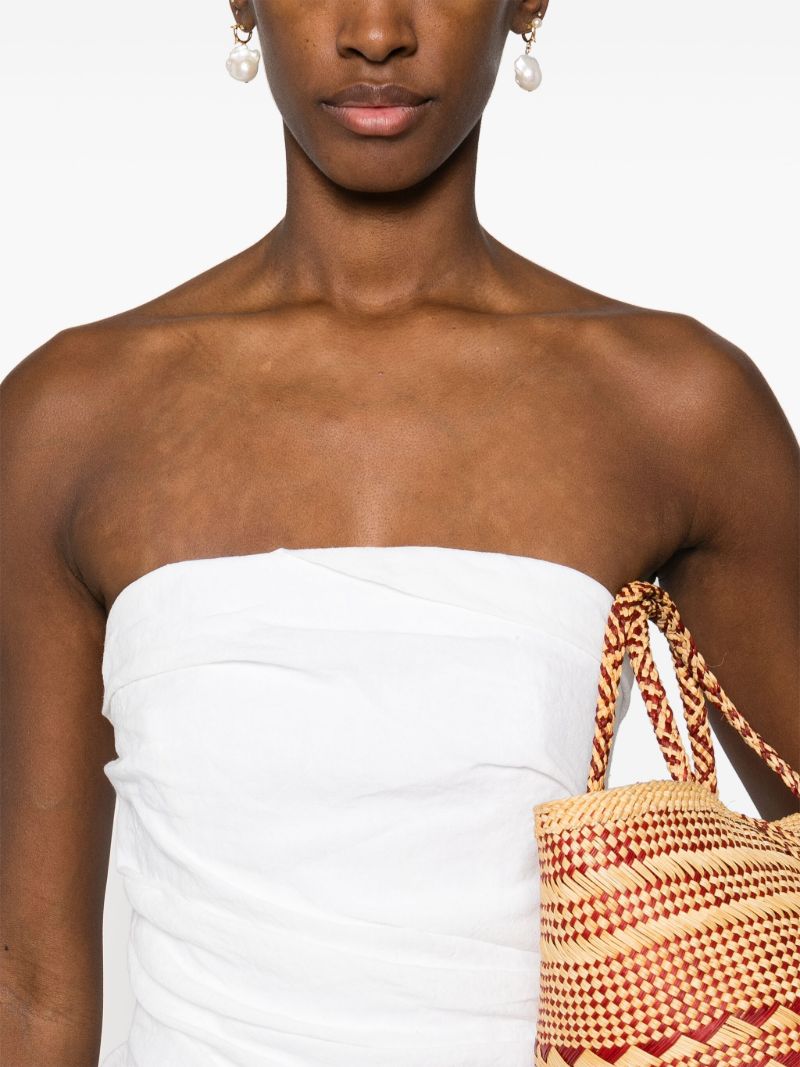 White Draped Linen Strapless Top