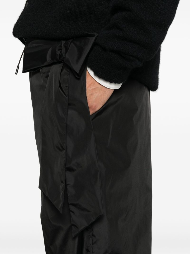 Black Bow-embellished Tapered Trousers