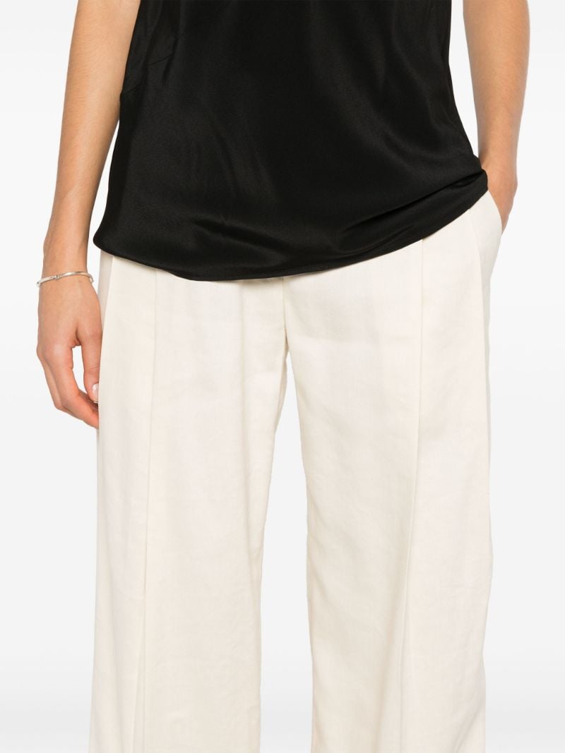 Neutral High-waist Wide-leg Trousers