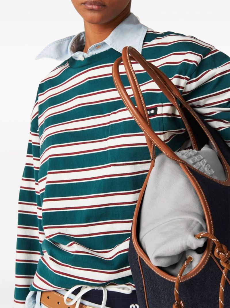 Green Striped Cotton T-shirt