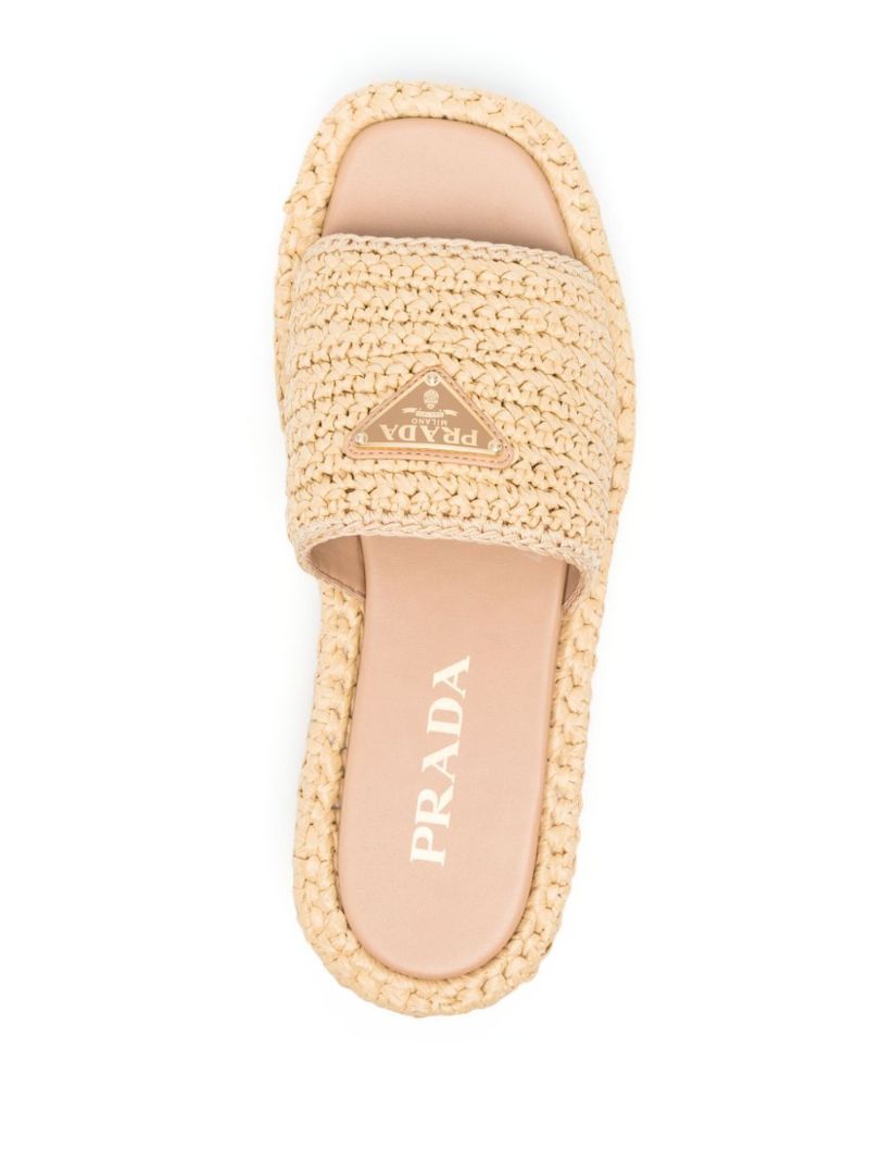 Neutral Crochet Flatform Slides