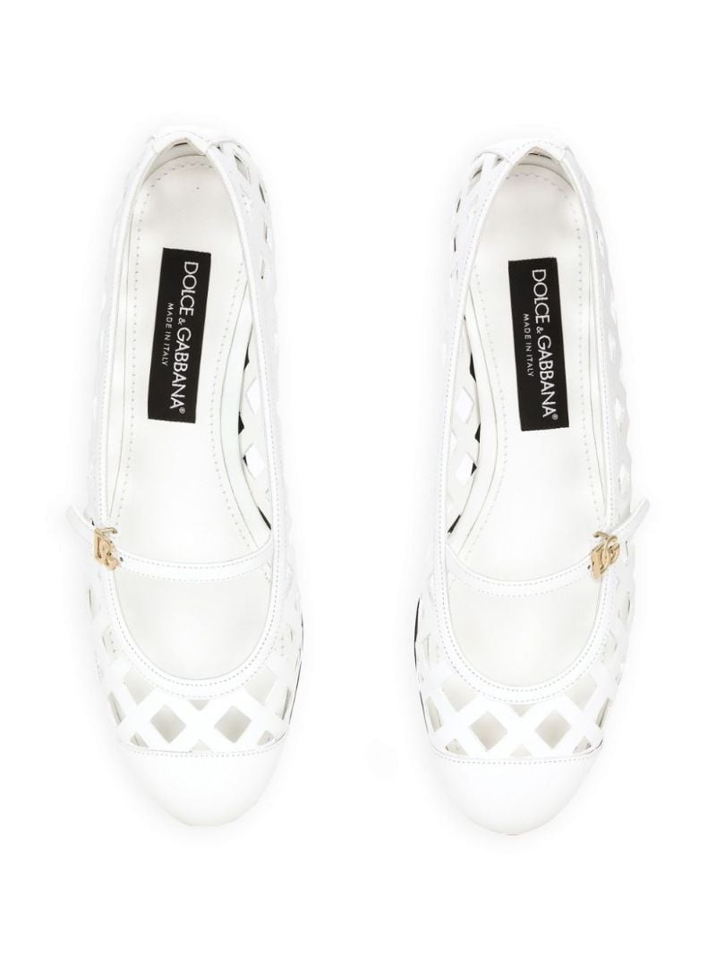 Openwork Leather Ballet Flats