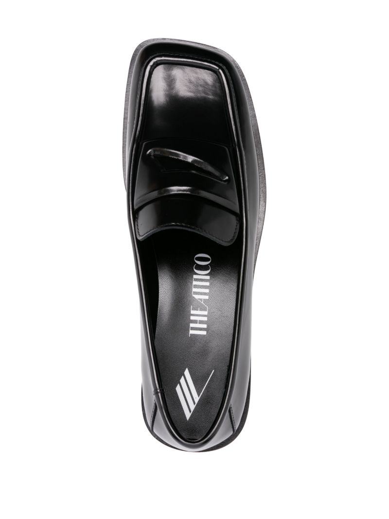 Black High-shine Leather Loafers