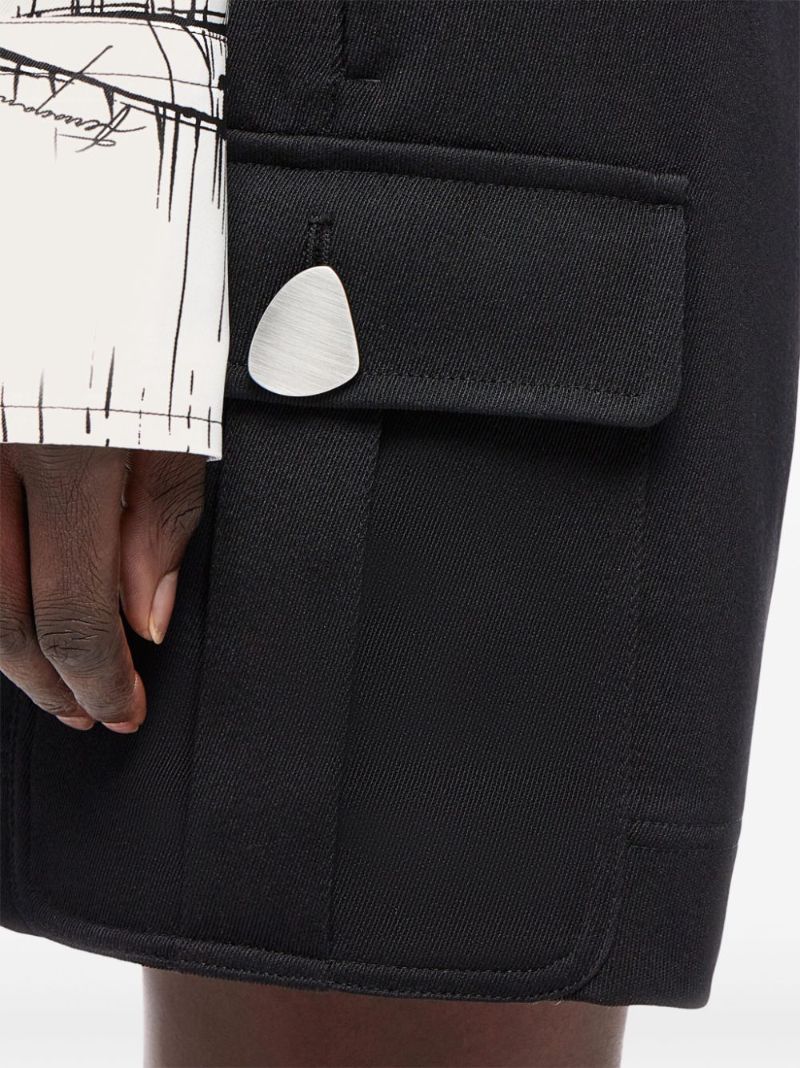 Black Utility Wool Cargo Shorts