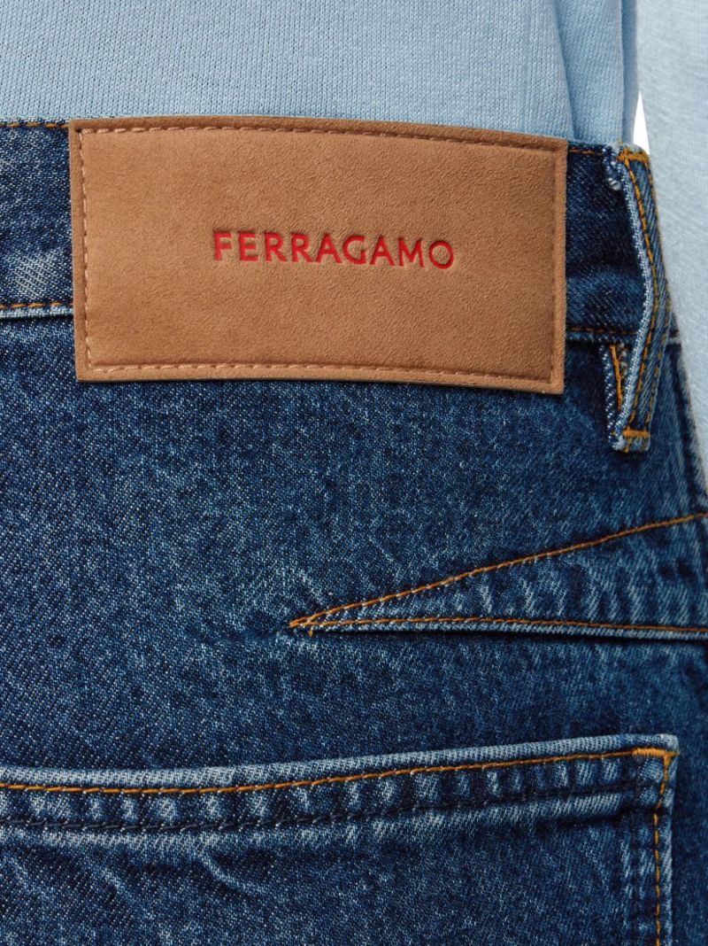 Blue Mid-rise Straight Jeans