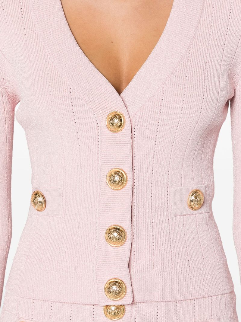 Pink Buttoned-up Knitted Cardigan